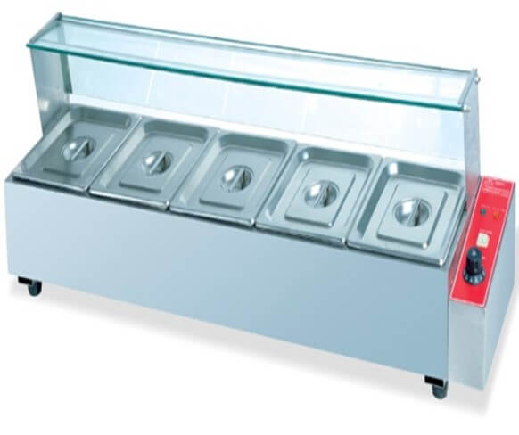 TABLE MODEL BAIN MARIE C/W SNEEZEGUARD - INCLUDES 5 X 1/2INSERTS+LIDS - cater-care